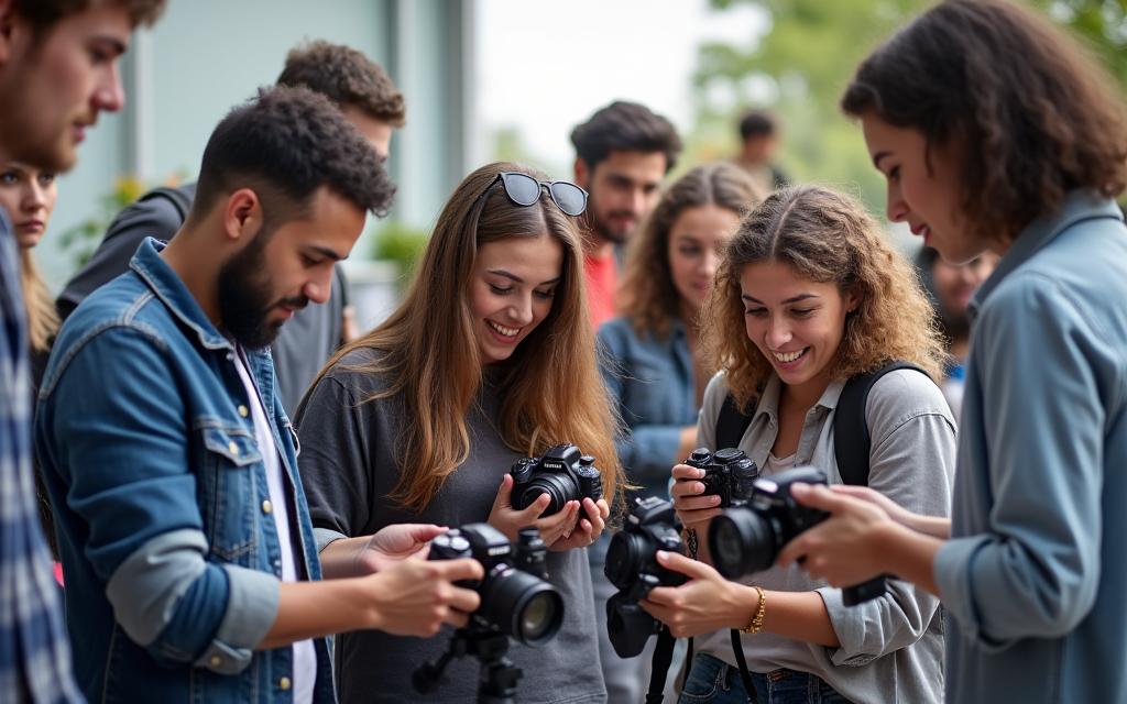 Persona che partecipa a un corso di fotografia
